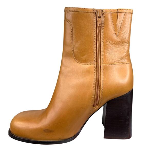Free People Women’s Naomi Brown Leather Block Heel Ankle Boot Size US 7 - Picture 2 of 11